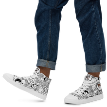 Load image into Gallery viewer, Spaghetti Comic B&W Men’s high top canvas shoes