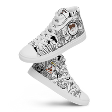 Load image into Gallery viewer, Spaghetti Comic B&W Women’s high top canvas shoes