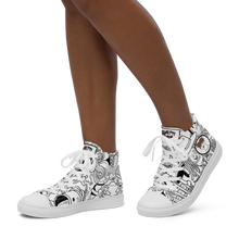 Load image into Gallery viewer, Spaghetti Comic B&W Women’s high top canvas shoes