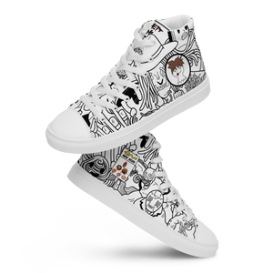 Spaghetti Comic B&W Men’s high top canvas shoes