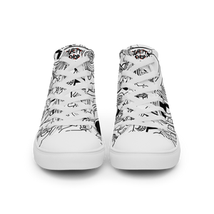 Spaghetti Comic B&W Men’s high top canvas shoes