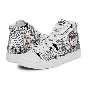 Spaghetti Comic B&W Men’s high top canvas shoes