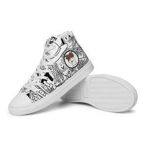 Spaghetti Comic B&W Men’s high top canvas shoes