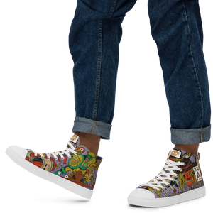 Vintage Comic Men’s high top canvas spaghetti shoes