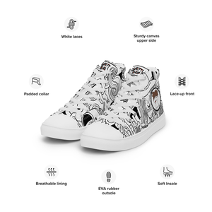 Spaghetti Comic B&W Men’s high top canvas shoes