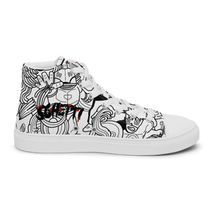 Spaghetti Comic B&W Men’s high top canvas shoes