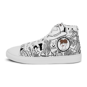 Spaghetti Comic B&W Men’s high top canvas shoes