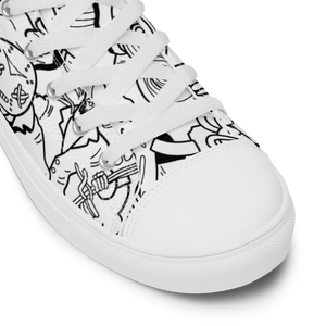 Spaghetti Comic B&W Men’s high top canvas shoes