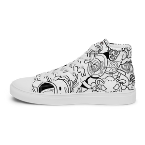 Spaghetti Comic B&W Men’s high top canvas shoes