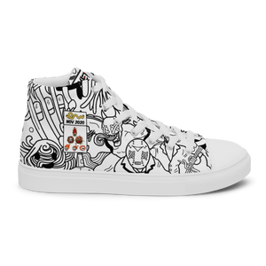 Spaghetti Comic B&W Men’s high top canvas shoes