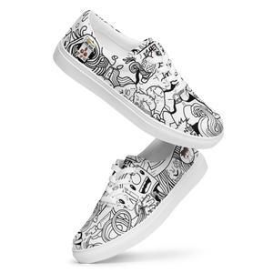 Spaghetti Comic B&W Men’s canvas shoes