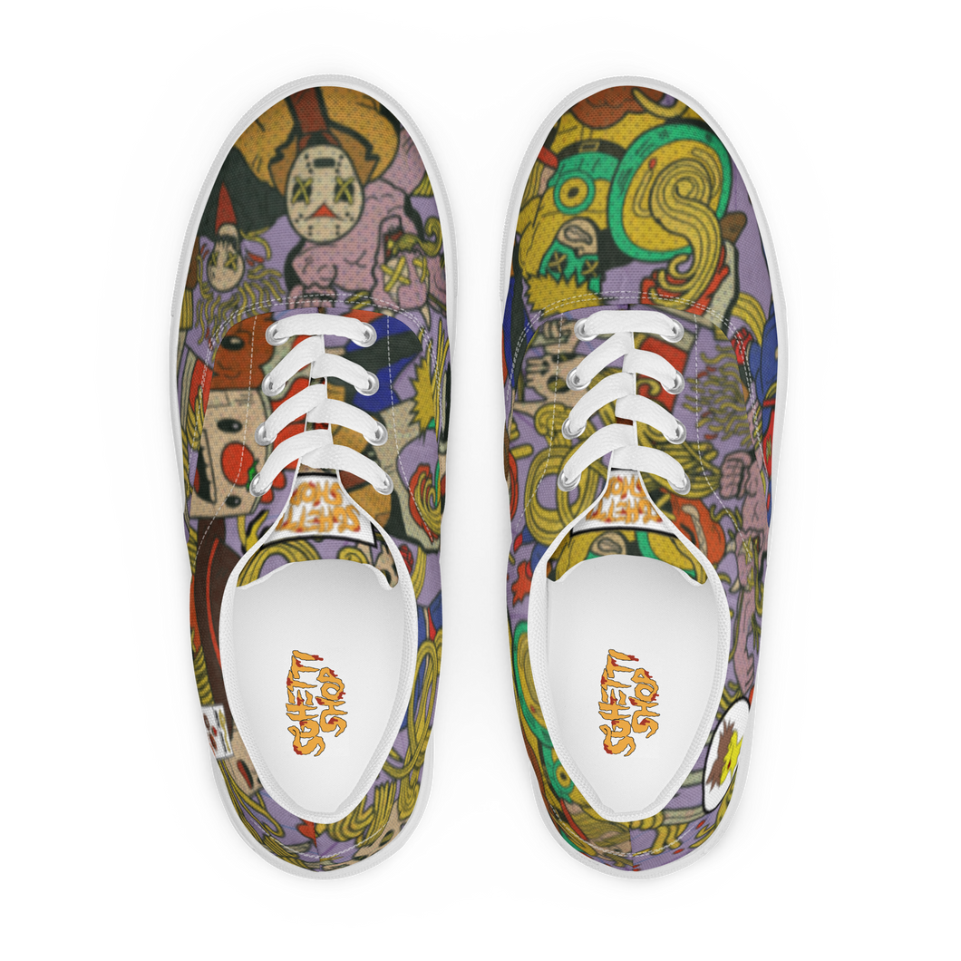 Vintage Comic Men’s lace-up  spaghetti canvas shoes