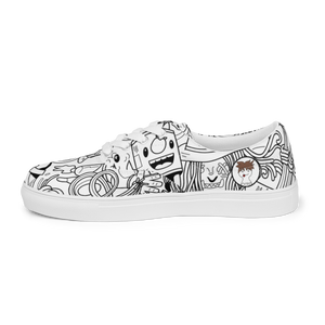 Spaghetti Comic B&W Men’s canvas shoes