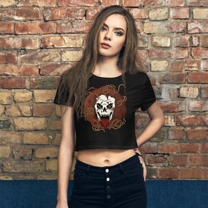 Spaghetti Skull Crop Top Tee