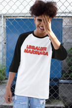 Load image into Gallery viewer, Legalize Marinara 3/4 sleeve Raglan Baseball shirt
