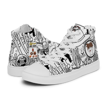 Load image into Gallery viewer, Spaghetti Comic B&amp;W Women’s high top canvas shoes
