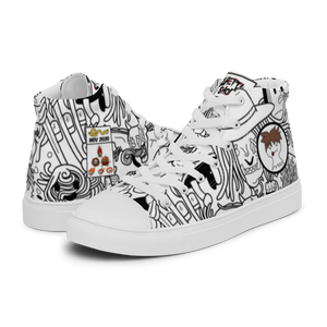 Spaghetti Comic B&W Women’s high top canvas shoes