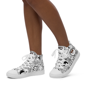 Spaghetti Comic B&W Women’s high top canvas shoes