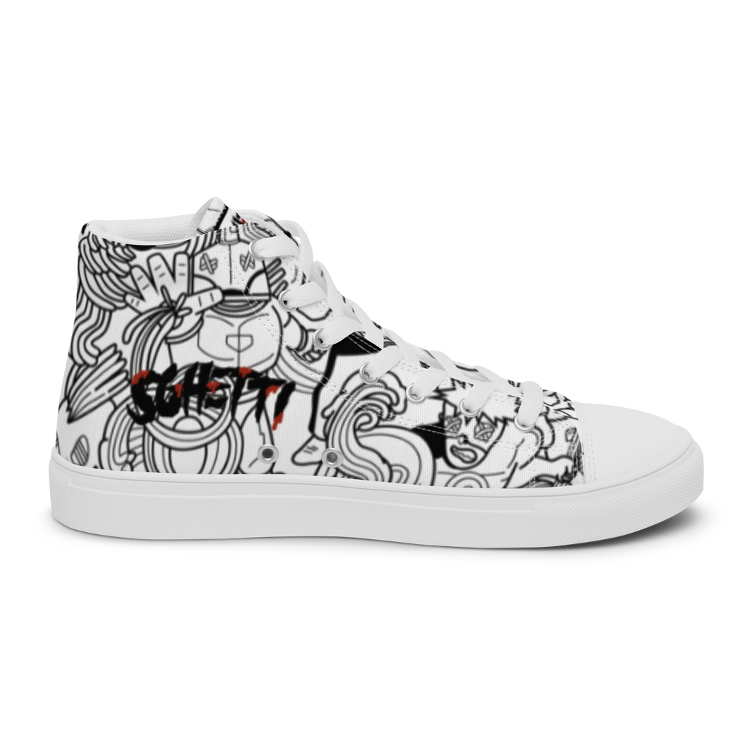 Spaghetti Comic B&W Women’s high top canvas shoes