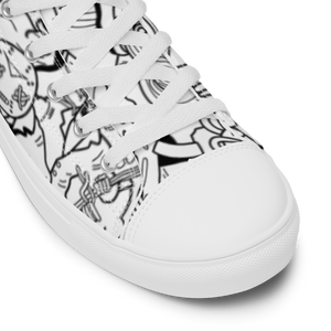 Spaghetti Comic B&W Women’s high top canvas shoes