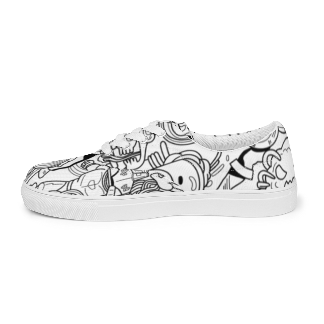 Spaghetti Comic B&W Women’s canvas shoes